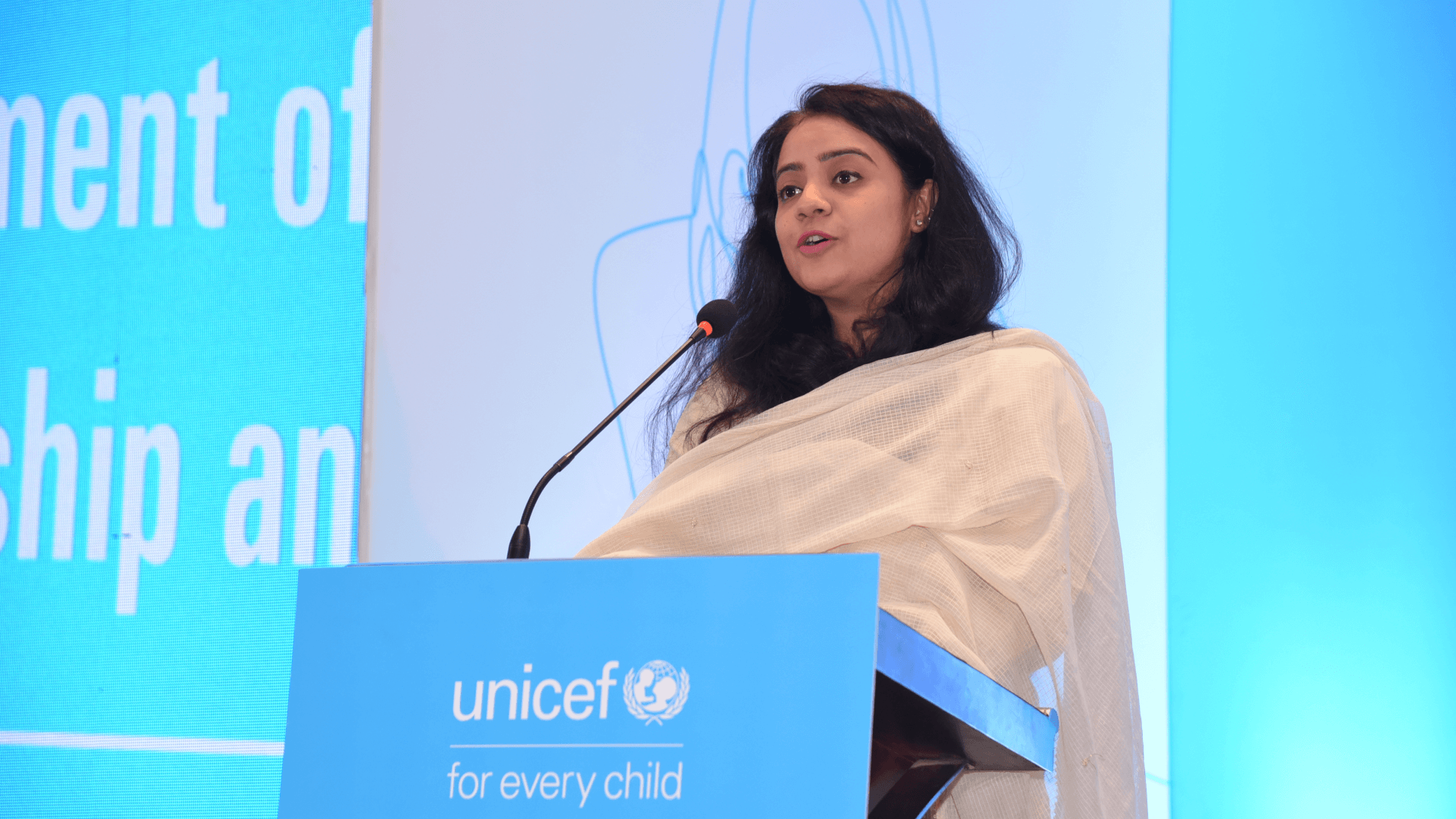 Malika advocates for girls well-being at UNICEF Nepal